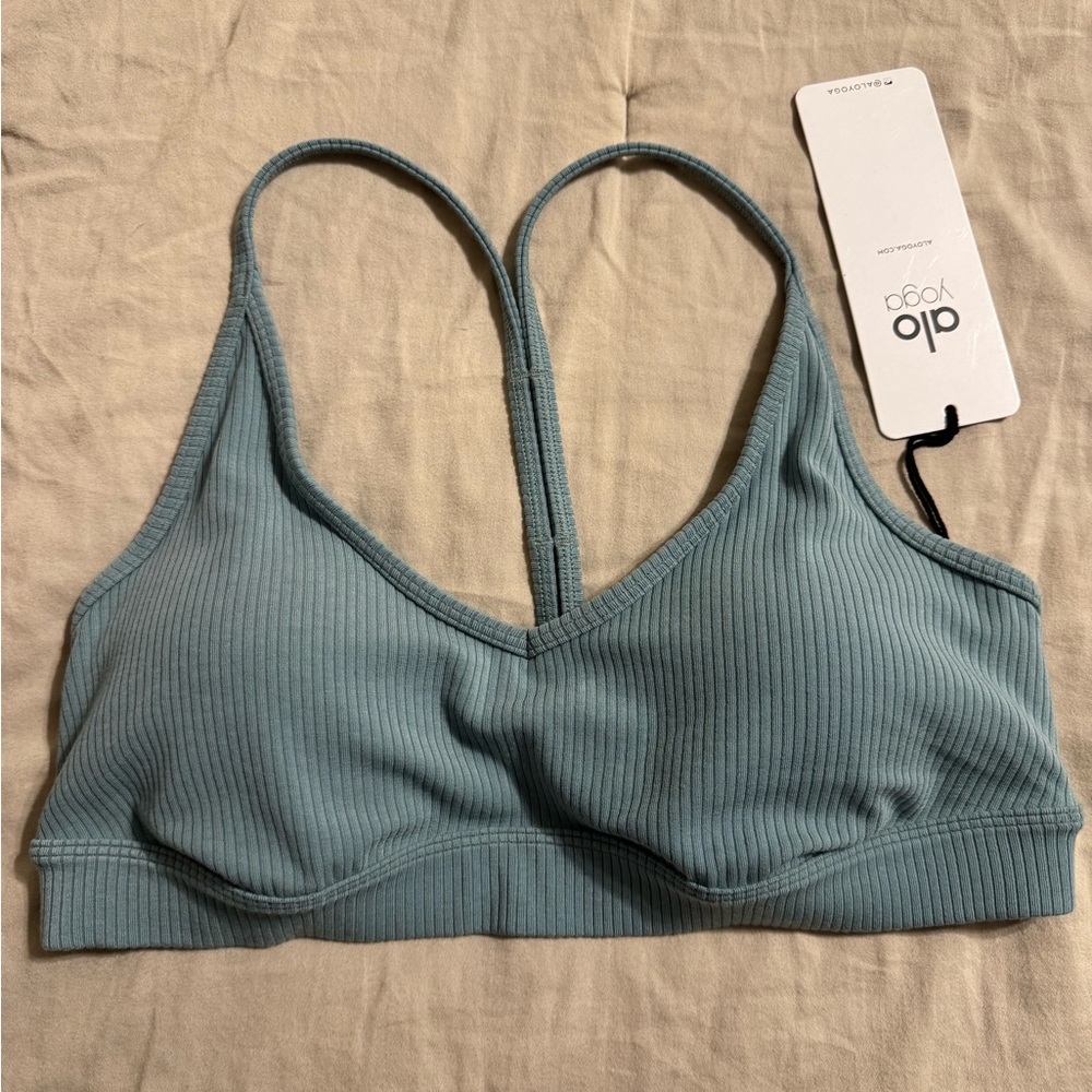 ALO Yoga Ribbed Sports Bra in Teal